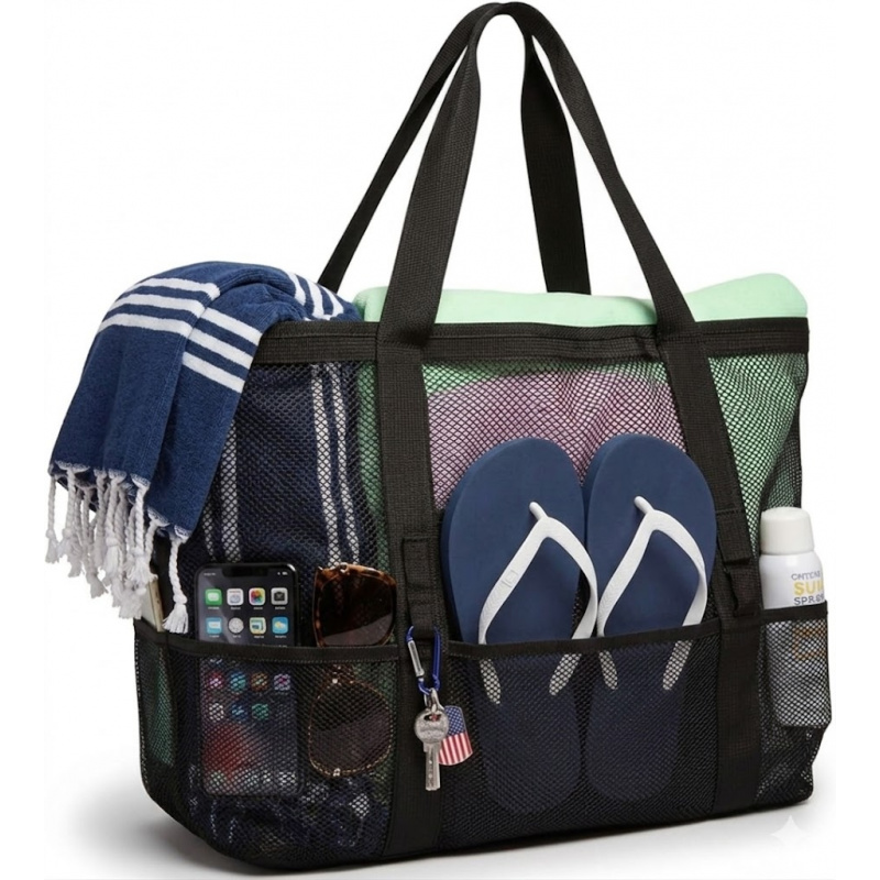 Dry Bag Roll Top - Oversized strandtas van mesh met 9